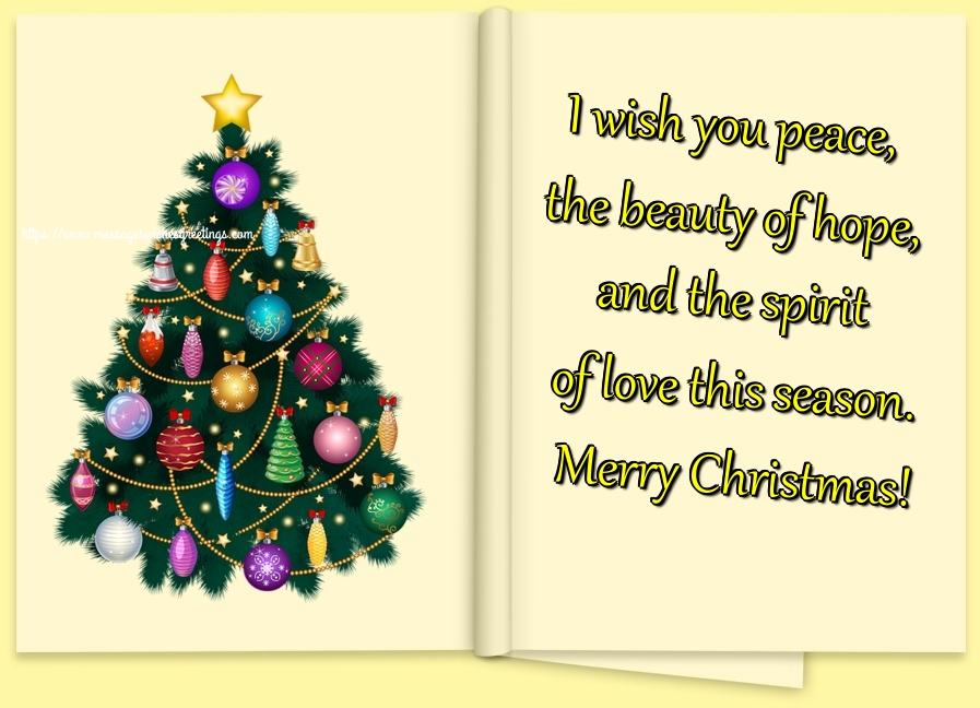 I wish you peace, the beauty of hope, and the spirit of love this season. Merry Christmas!