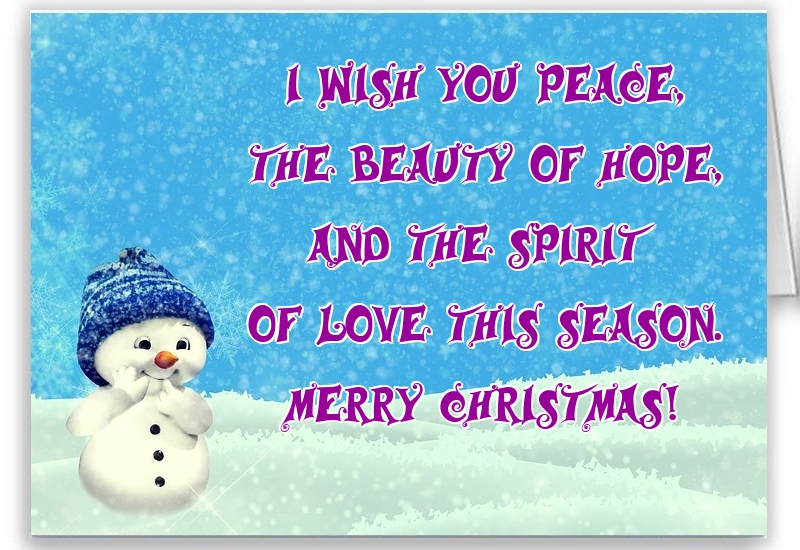 I wish you peace, the beauty of hope, and the spirit of love this season. Merry Christmas!