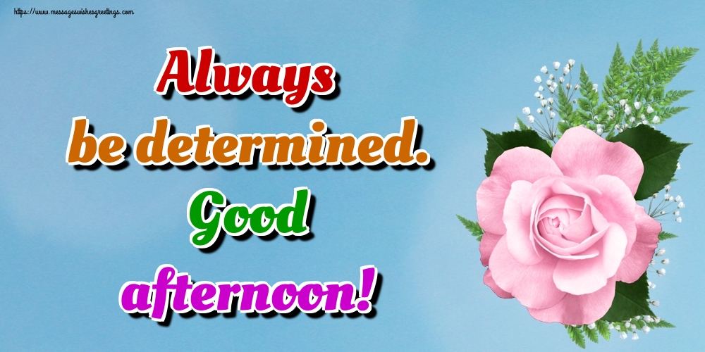 Always be determined. Good afternoon!
