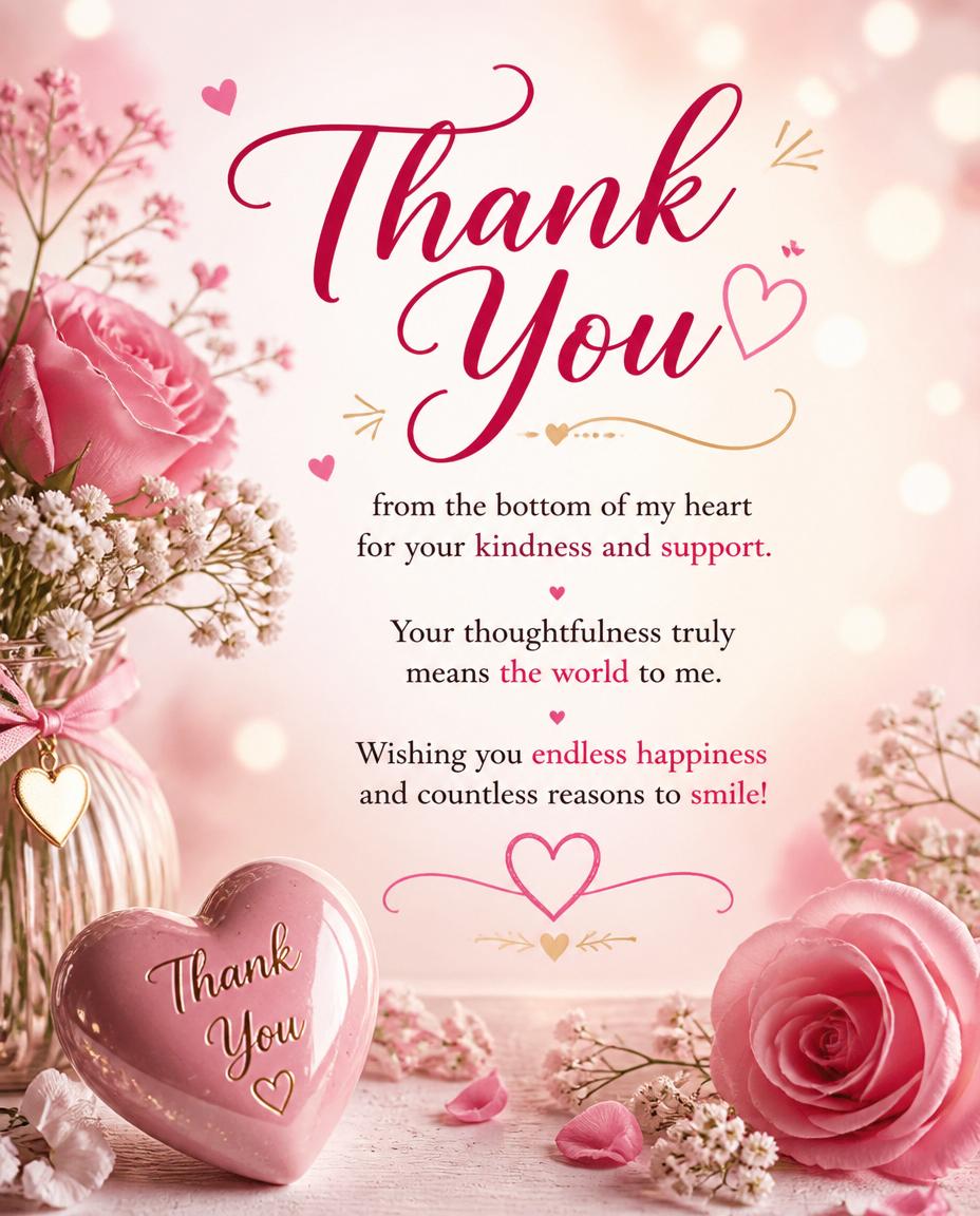 Greetings Cards Thank you - Thank you from the bottom of my heart - messageswishesgreetings.com