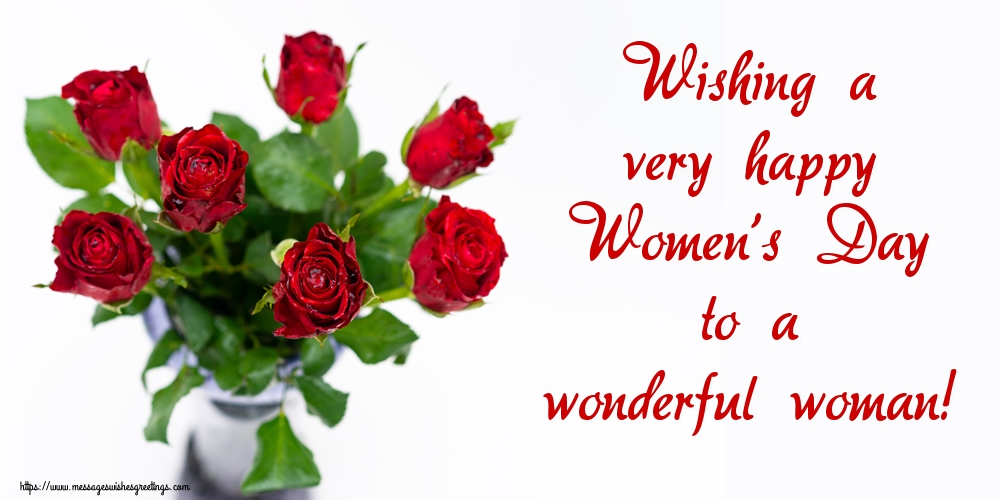 Greetings Cards for Women's Day - Wishing a very happy Women's Day to a wonderful woman! - messageswishesgreetings.com