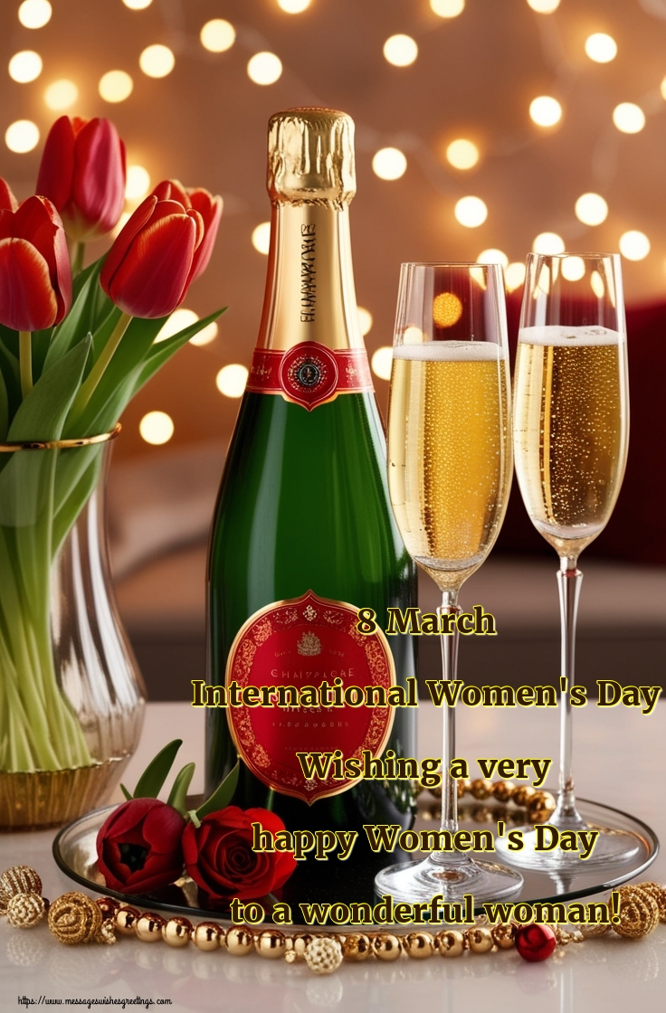 Greetings Cards for Women's Day - 8 March International Women's Day Wishing a very happy Women's Day to a wonderful woman! - messageswishesgreetings.com