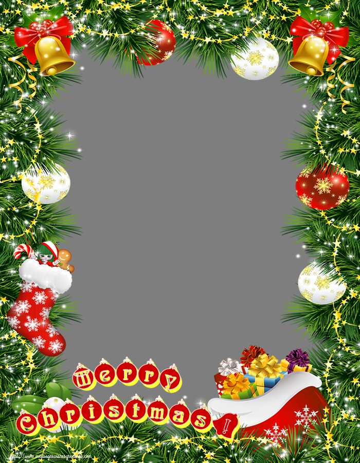 Custom Greetings Cards for Christmas - Merry Christmas! - Photo Frame