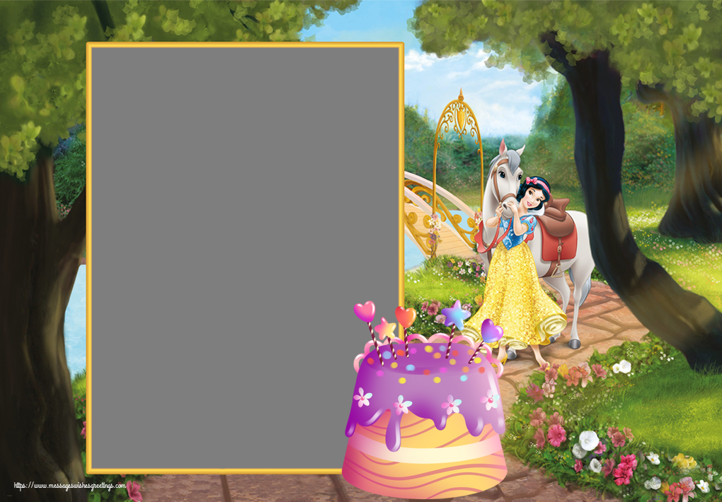 Custom Greetings Cards for kids - Photo Frame ~ Snow White