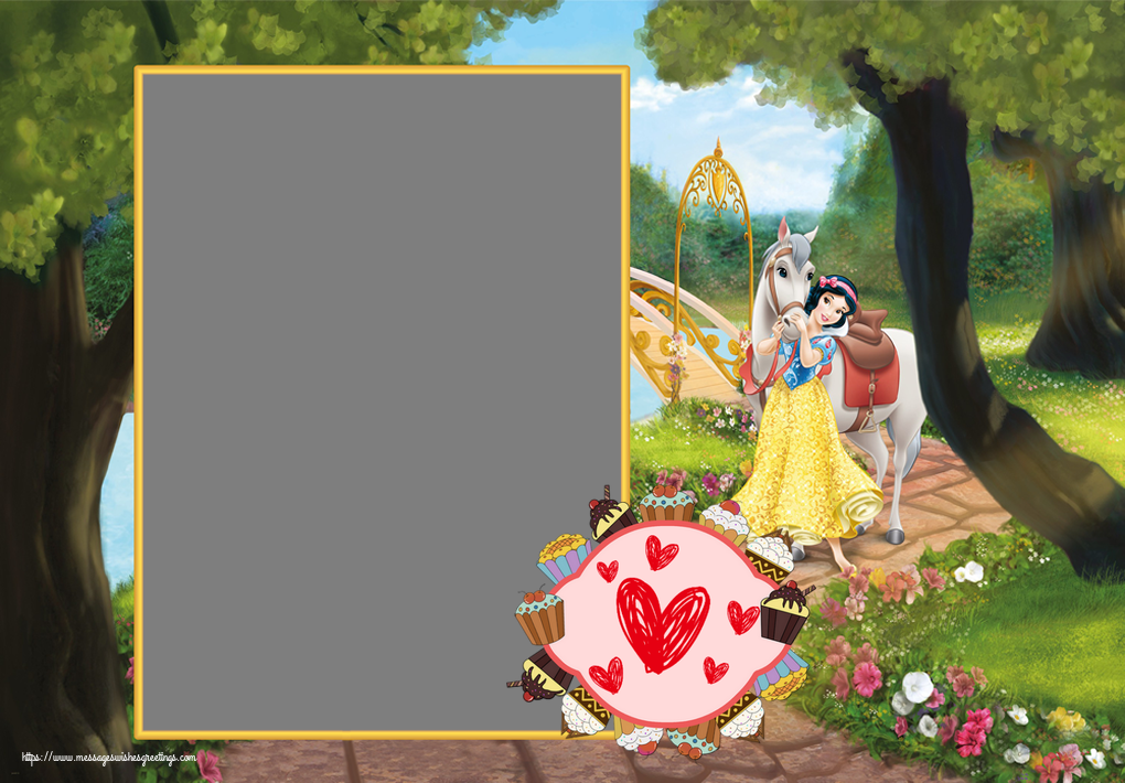Custom Greetings Cards for kids - Photo Frame ~ Snow White