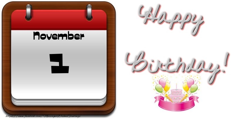 Greetings Cards of 1 November - November 1 Happy Birthday!