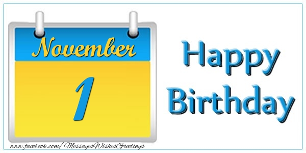 Greetings Cards of 1 November - November 1 Happy Birthday!