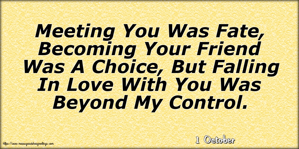 Greetings Cards of 1 October - 1 October - Meeting You Was Fate