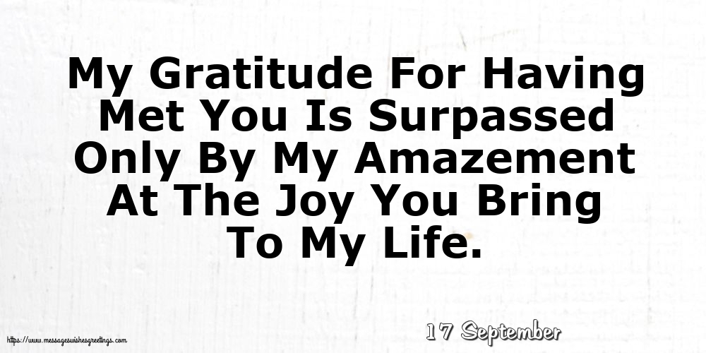 Greetings Cards of 17 September - 17 September - My Gratitude For Having Met You