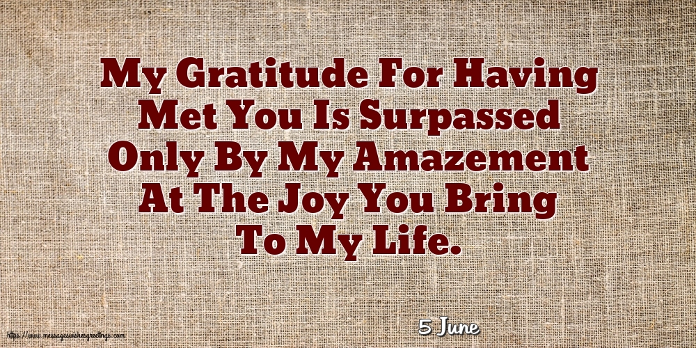 Greetings Cards of 5 June - 5 June - My Gratitude For Having Met You