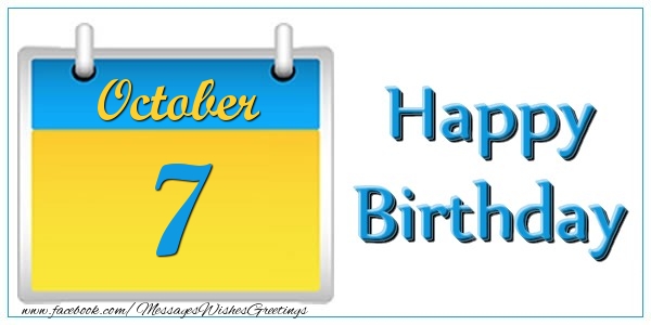 Greetings Cards of 7 October - October 7 Happy Birthday!