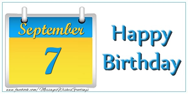 Greetings Cards of 7 September - September 7 Happy Birthday!