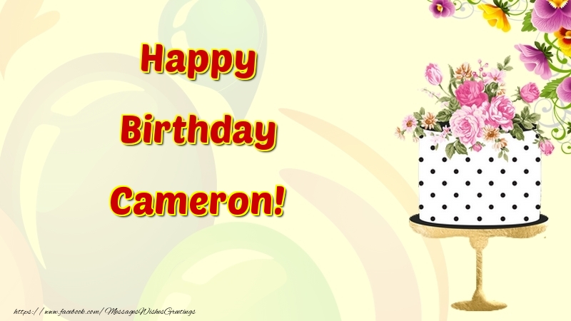 Greetings Cards for Birthday - Cake & Flowers | Happy Birthday Cameron