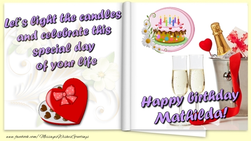 Greetings Cards for Birthday - Let’s light the candles and celebrate this special day  of your life. Happy Birthday Mathilda
