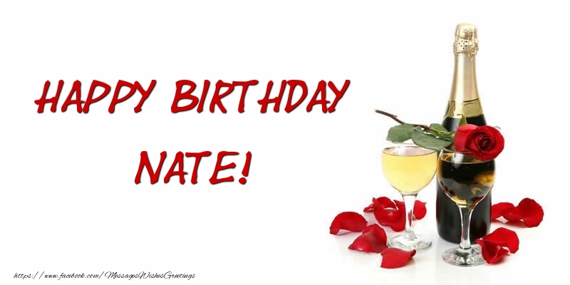 Greetings Cards for Birthday - Champagne | Happy Birthday Nate