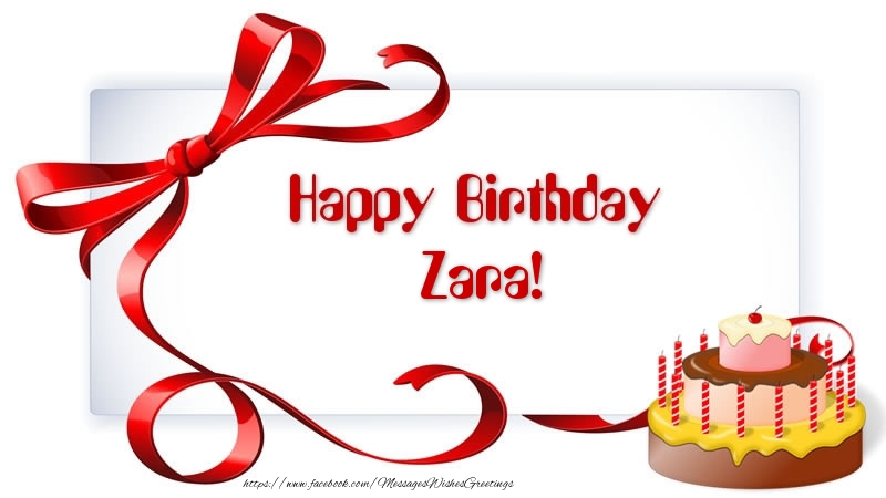 Greetings Cards for Birthday - Cake | Happy Birthday Zara!