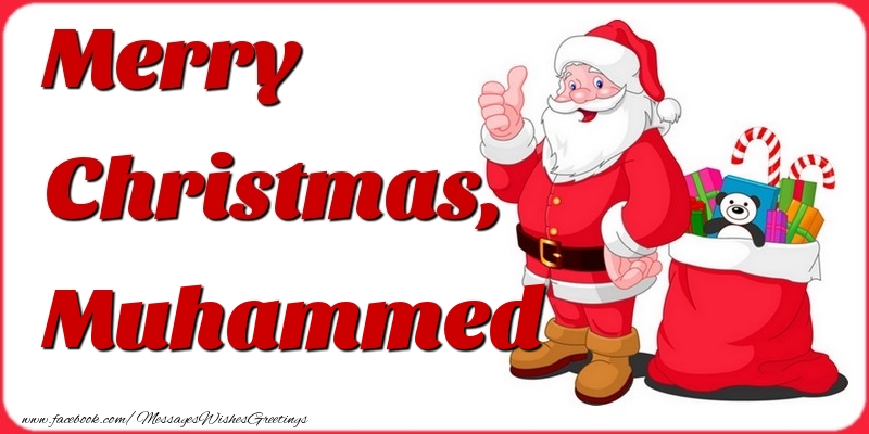 Greetings Cards for Christmas - Gift Box & Santa Claus | Merry Christmas, Muhammed