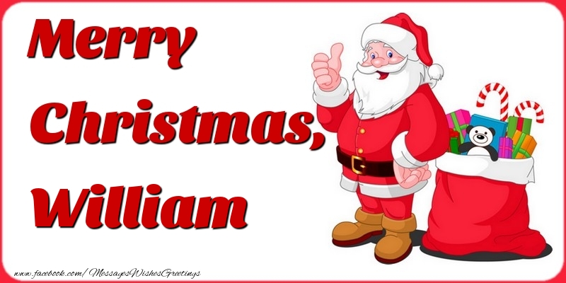 Greetings Cards for Christmas - Gift Box & Santa Claus | Merry Christmas, William