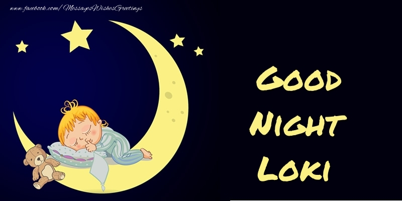 Greetings Cards for Good night - Good Night Loki