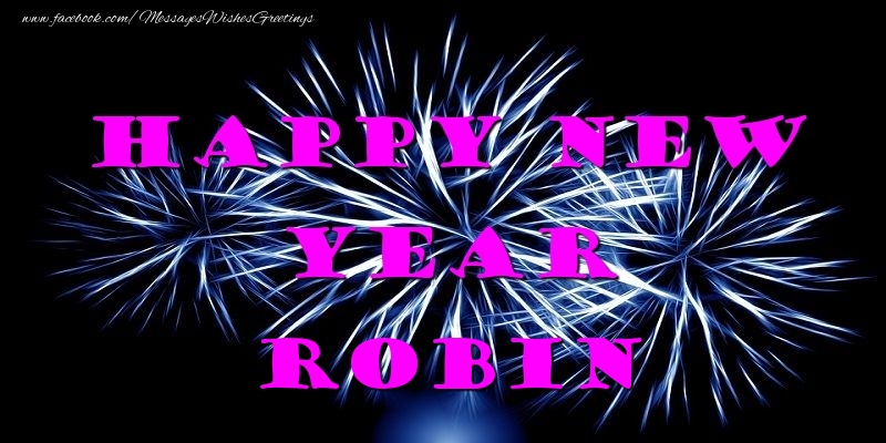 Greetings Cards for New Year - Happy New Year Robin