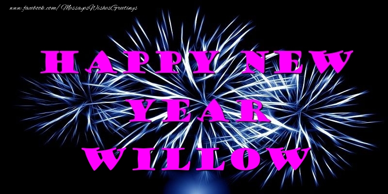 Greetings Cards for New Year - Happy New Year Willow