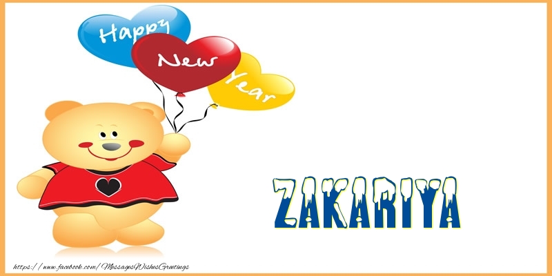 Greetings Cards for New Year - Happy New Year Zakariya!