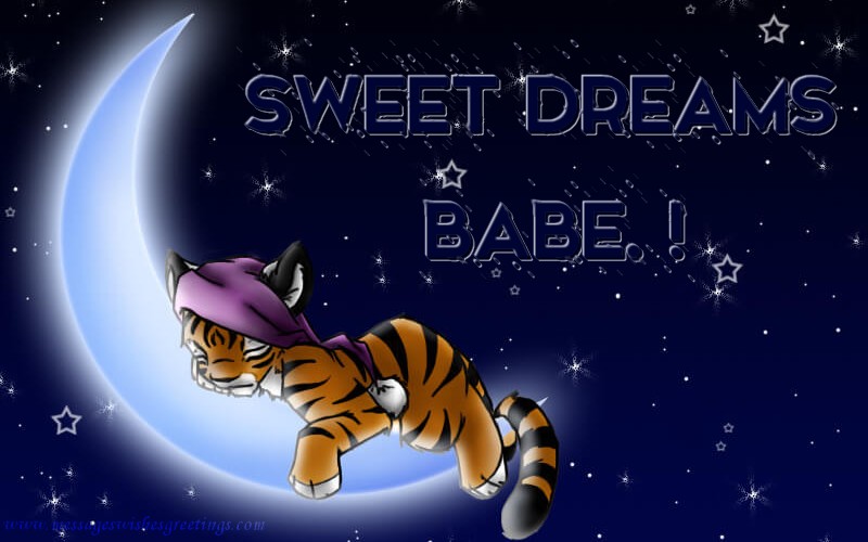 Greetings Cards for Good night - Sweet dreams babe. ! - messageswishesgreetings.com