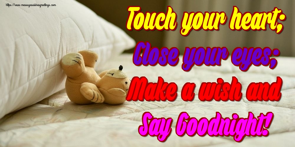 Touch your heart; Close your eyes; Make a wish and Say Goodnight!