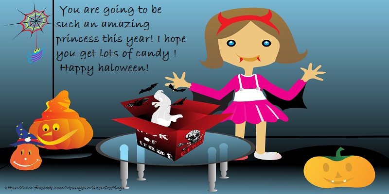 Greetings Cards for Halloween - Happy halloween princess! - messageswishesgreetings.com