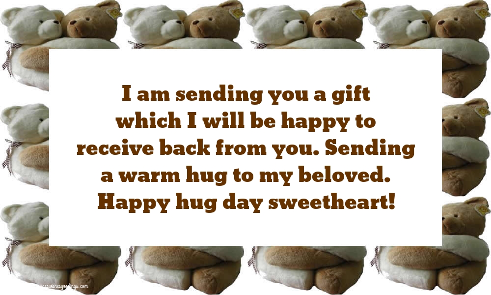 Greetings Cards for Hug Day - Happy hug day sweetheart! - messageswishesgreetings.com