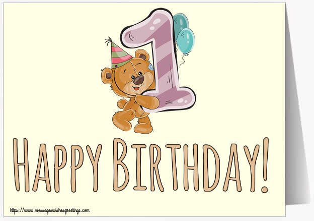 Greetings Cards for kids - Happy Birthday! ~ 1 year - messageswishesgreetings.com