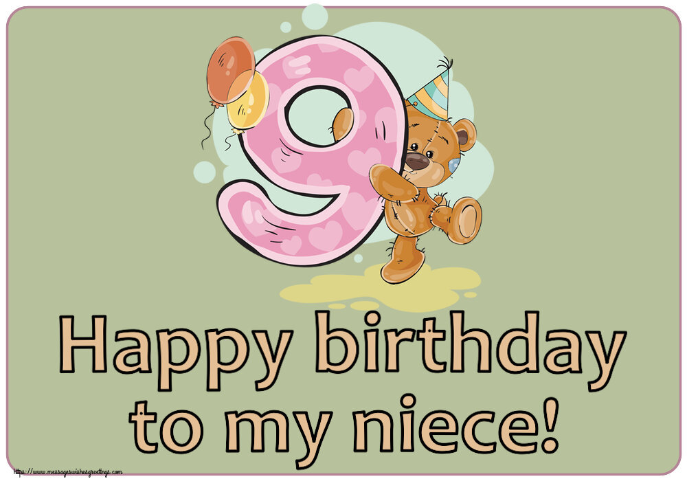 Greetings Cards for kids - Happy birthday to my niece! ~ 9 years - messageswishesgreetings.com