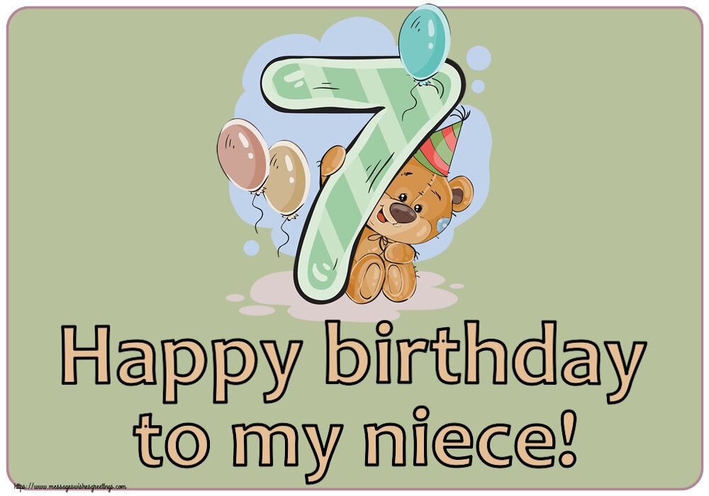 Greetings Cards for kids - Happy birthday to my niece! ~ 7 years - messageswishesgreetings.com