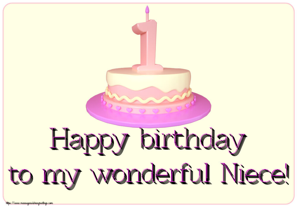 Greetings Cards for kids - Happy birthday to my wonderful Niece! ~ Cake 5  years 