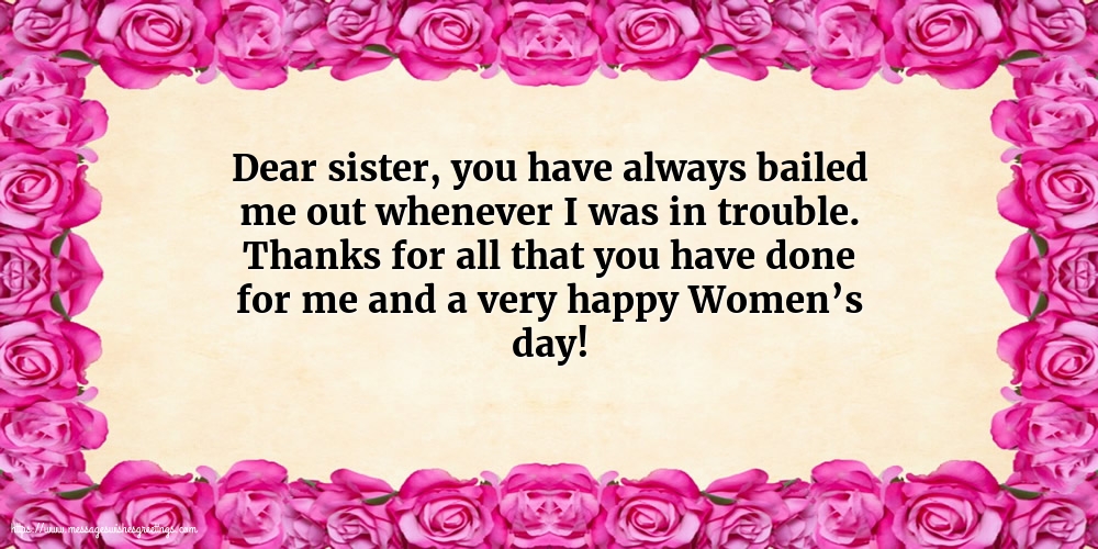 Greetings Cards for Women's Day - To my dear sister: Happy Women’s day! - messageswishesgreetings.com