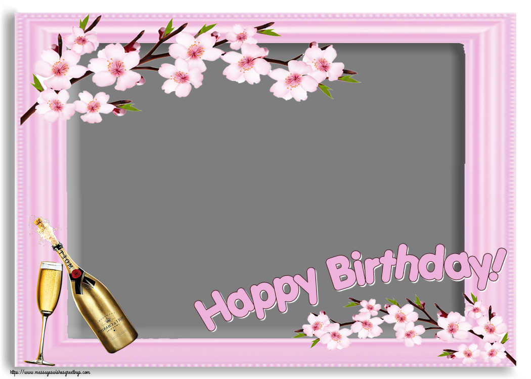 Custom Greetings Cards for Birthday - 🍾🥂 Happy Birthday! - Photo Frame