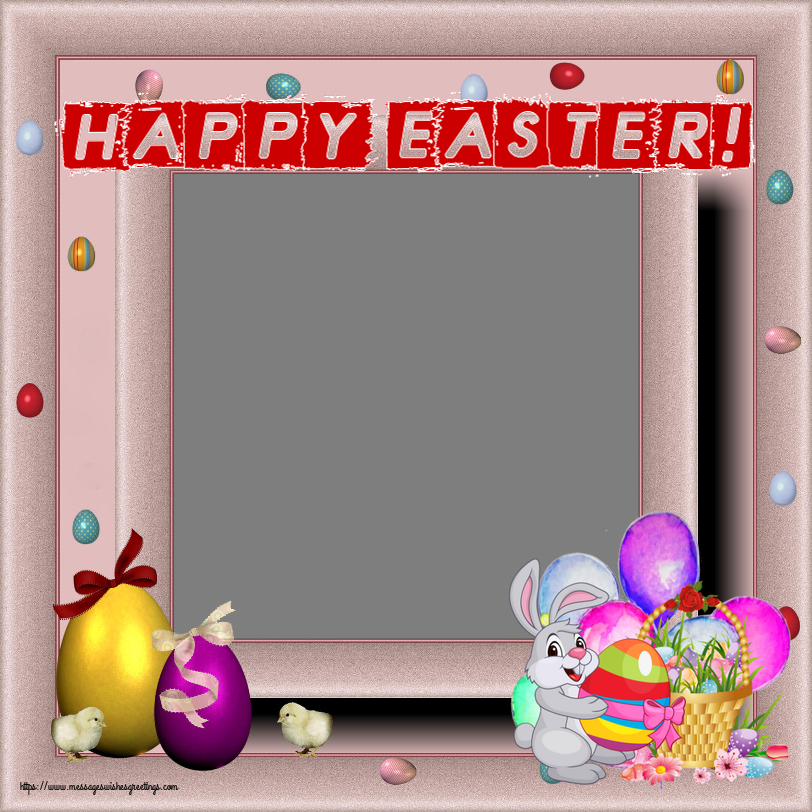 Custom Greetings Cards for Easter - Rabbit & Photo Frame | Happy Easter! - Create with your facebook profile photo