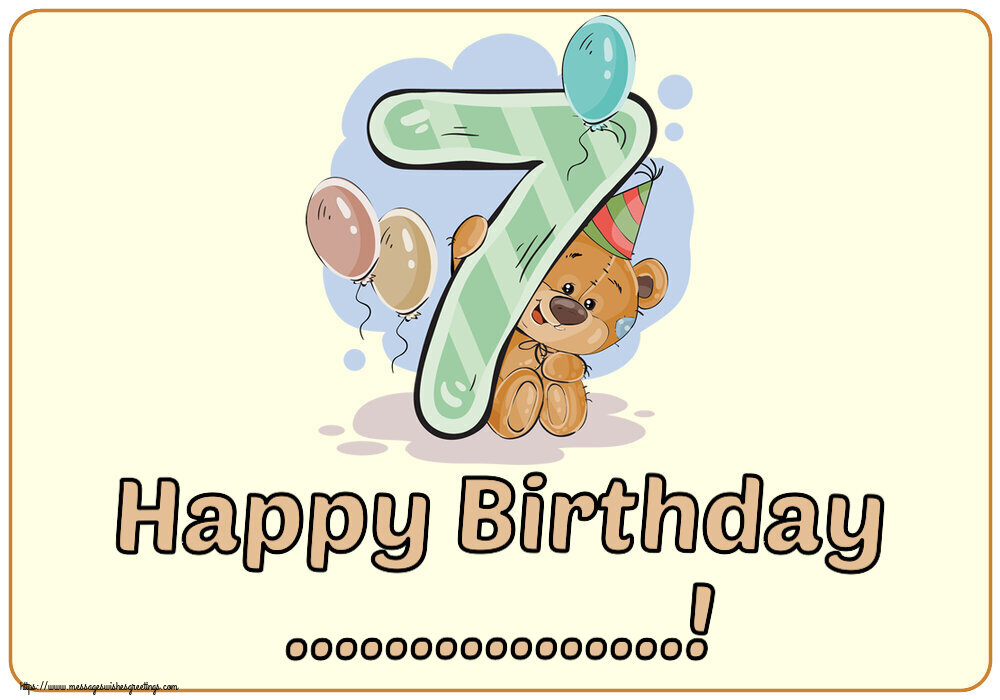 Custom Greetings Cards for kids - Happy Birthday ...! ~ 7 years