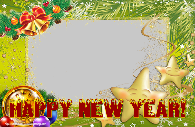 Custom Greetings Cards for New Year - Happy New Year! - New Year Photo Frame