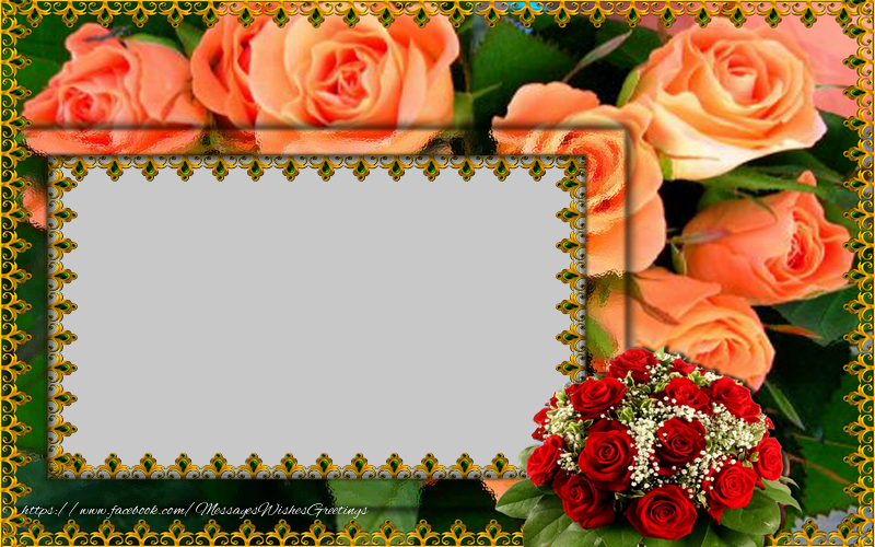 Custom Greetings Cards with Photo - Photo frame with roses