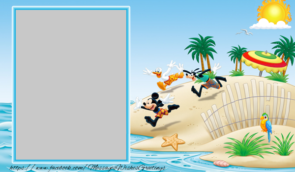 Custom Greetings Cards with Photo - Mickey Mouse on the beach