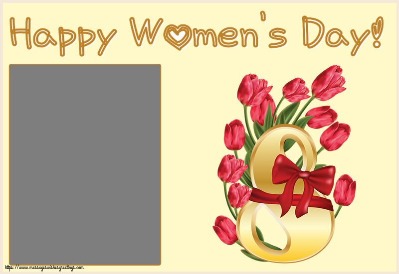 Custom Greetings Cards for Women's Day - Happy Women's Day! - Photo Frame ~ 8 March with carnations