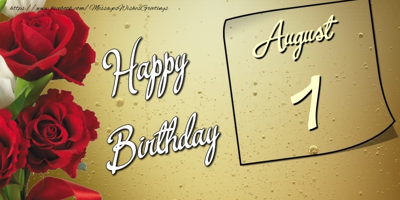 Greetings Cards of 1 August - Happy birthday 1 August