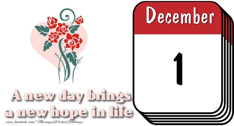 Greetings Cards of 1 December - December 1 A new day brings a new hope in life
