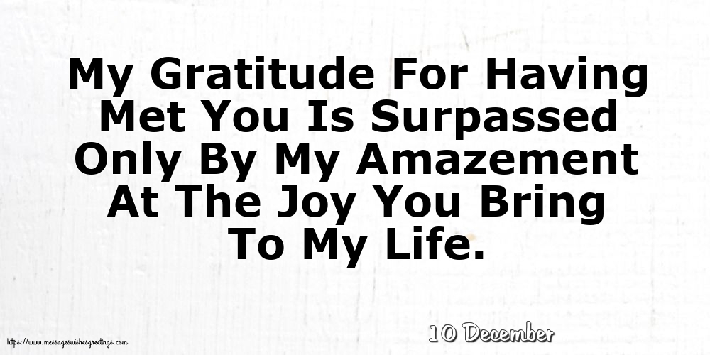 10 December - My Gratitude For Having Met You