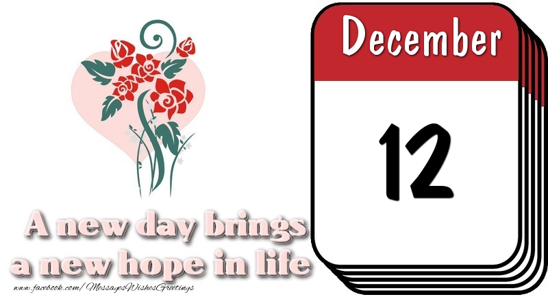 Greetings Cards of 12 December - December 12 A new day brings a new hope in life