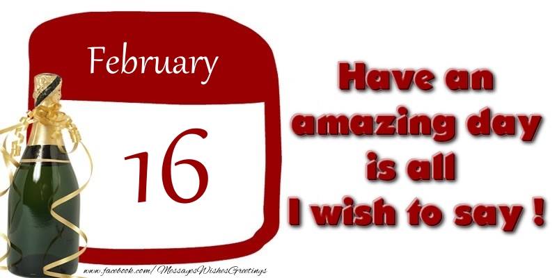 Greetings Cards of 16 February - February 16 Have an amazing day is all I wish to say !