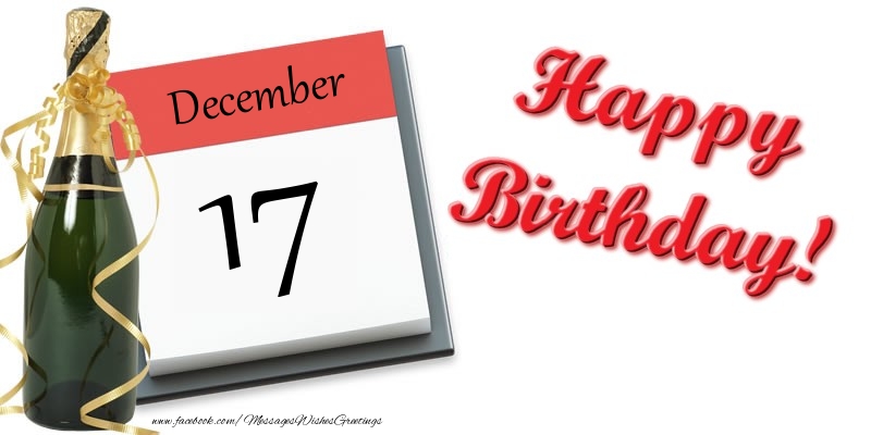 Greetings Cards of 17 December - Happy birthday December 17