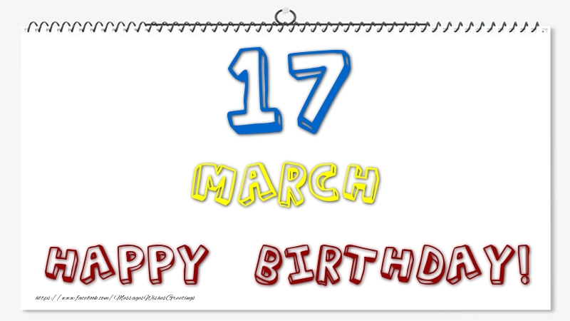 Greetings Cards of 17 March - 17 March - Happy Birthday!