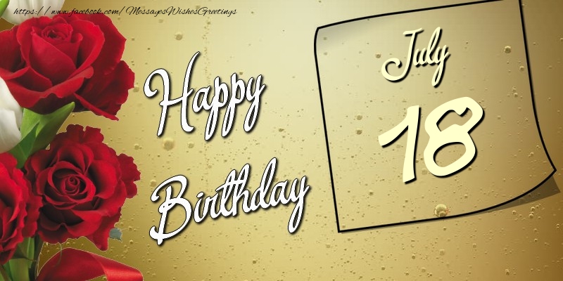 Greetings Cards of 18 July - Happy birthday 18 July